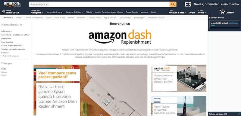 amazon dash replenishment è il nuovo servizio che permette di riordinare le scorte automaticamente