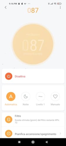 Xiaomi Purificatore aria app
