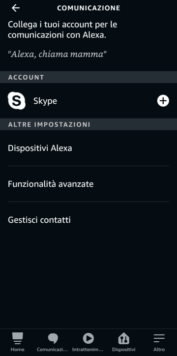 collegare account Skype ad Alexa