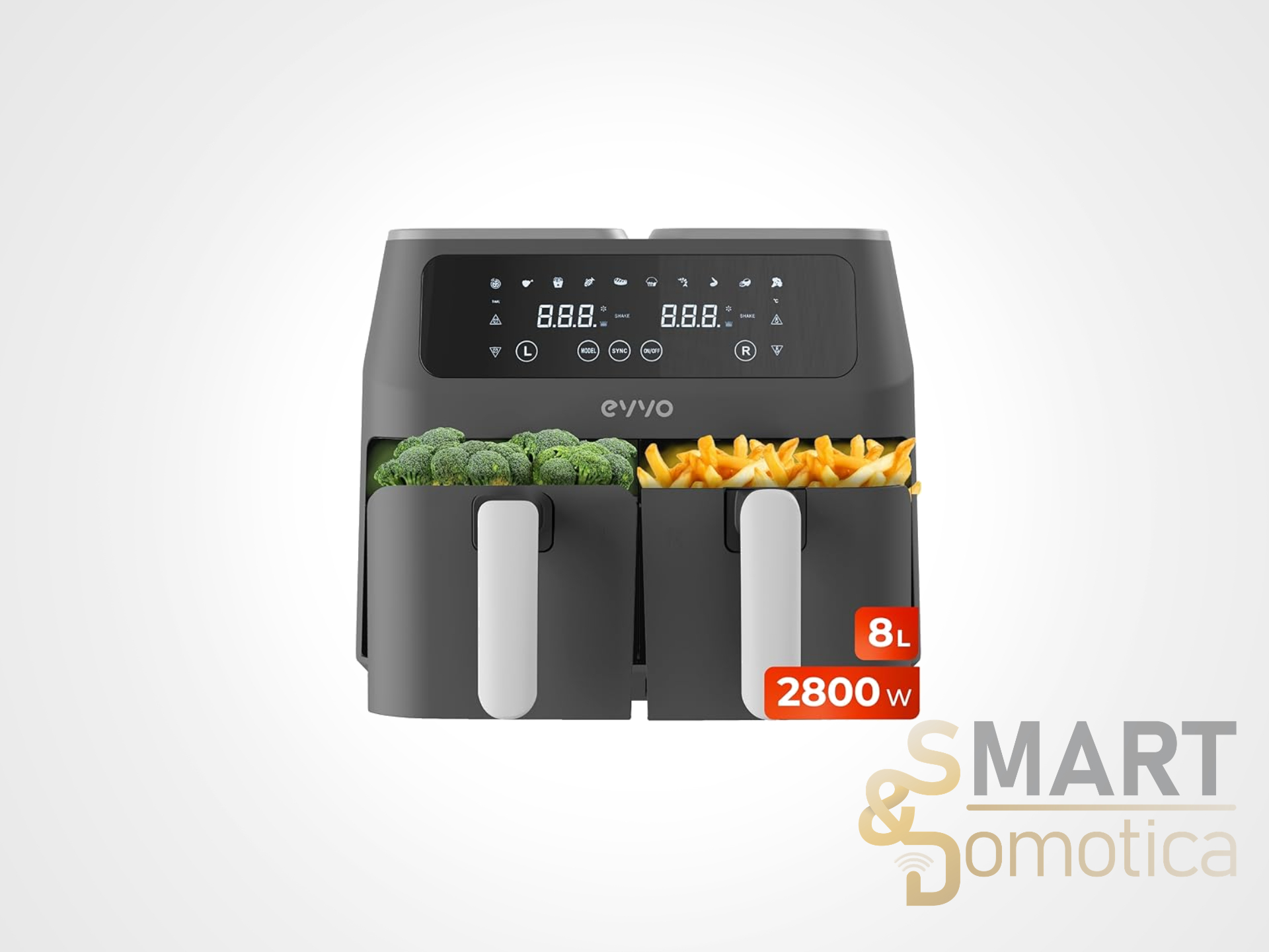 Friggitrice ad aria EVVO 8 L a doppio cestino: grande capacità, piccolo prezzo