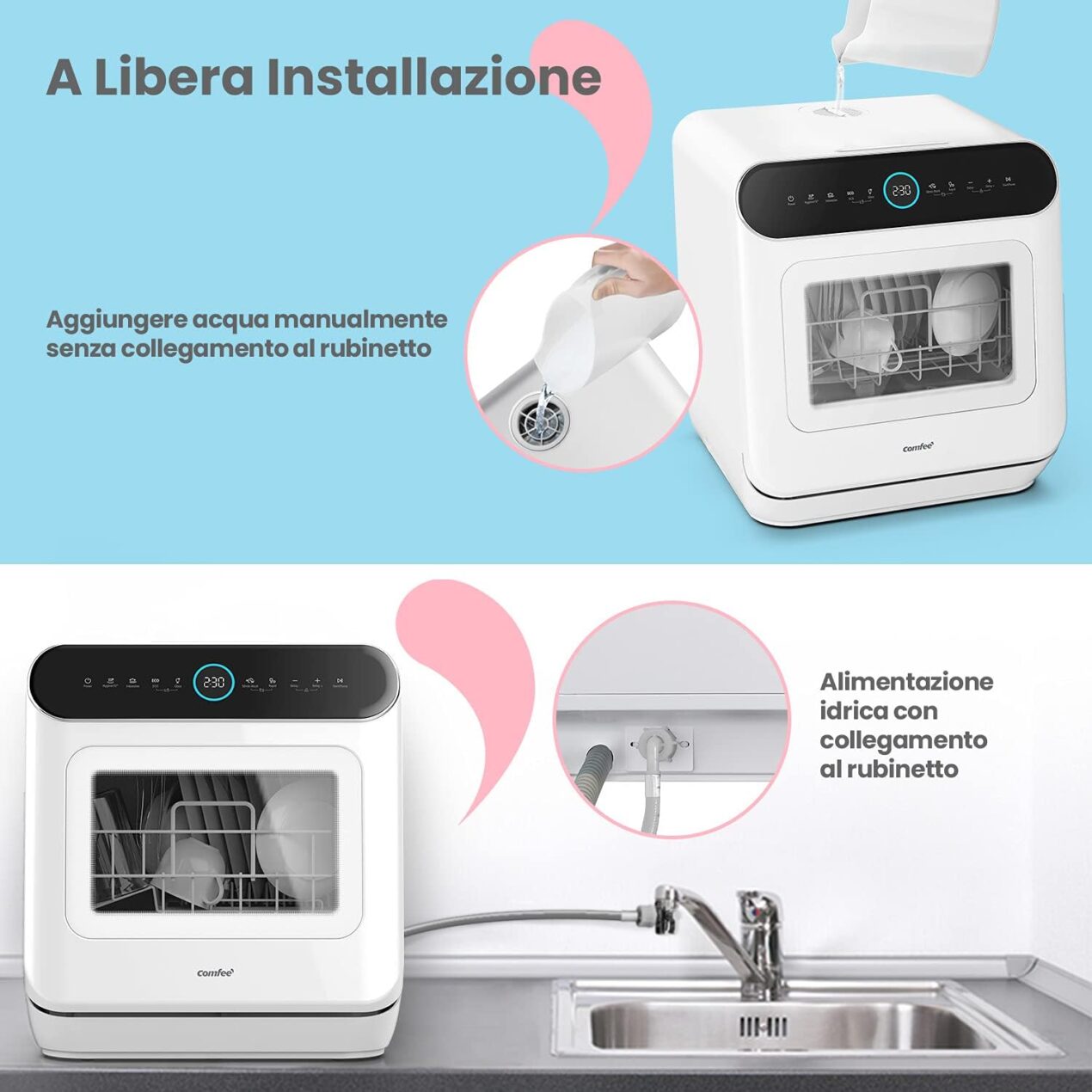 La soluzione salvaspazio definitiva: mini lavastoviglie COMFEE' scontata di 60€ su Amazon
