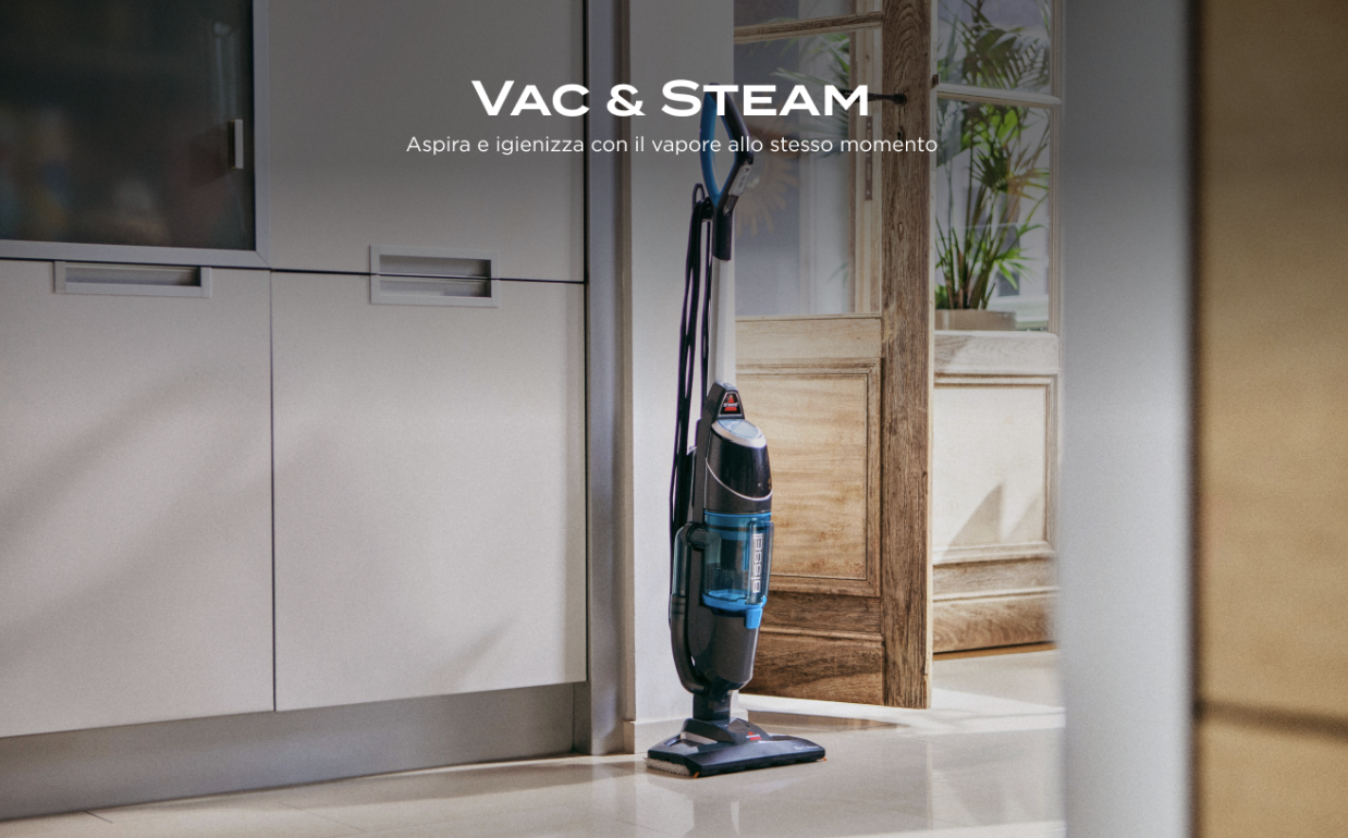 BISSELL Vac & Steam: l'aspirapolvere a vapore da 1600W scende sotto i 100€