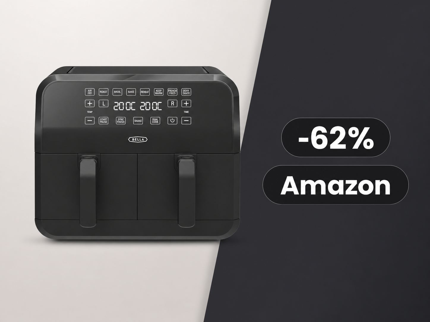 Friggitrice ad aria da 8 litri a soli 41€ su Amazon: oltre il 60% di sconto e cinque funzioni in una sola macchina