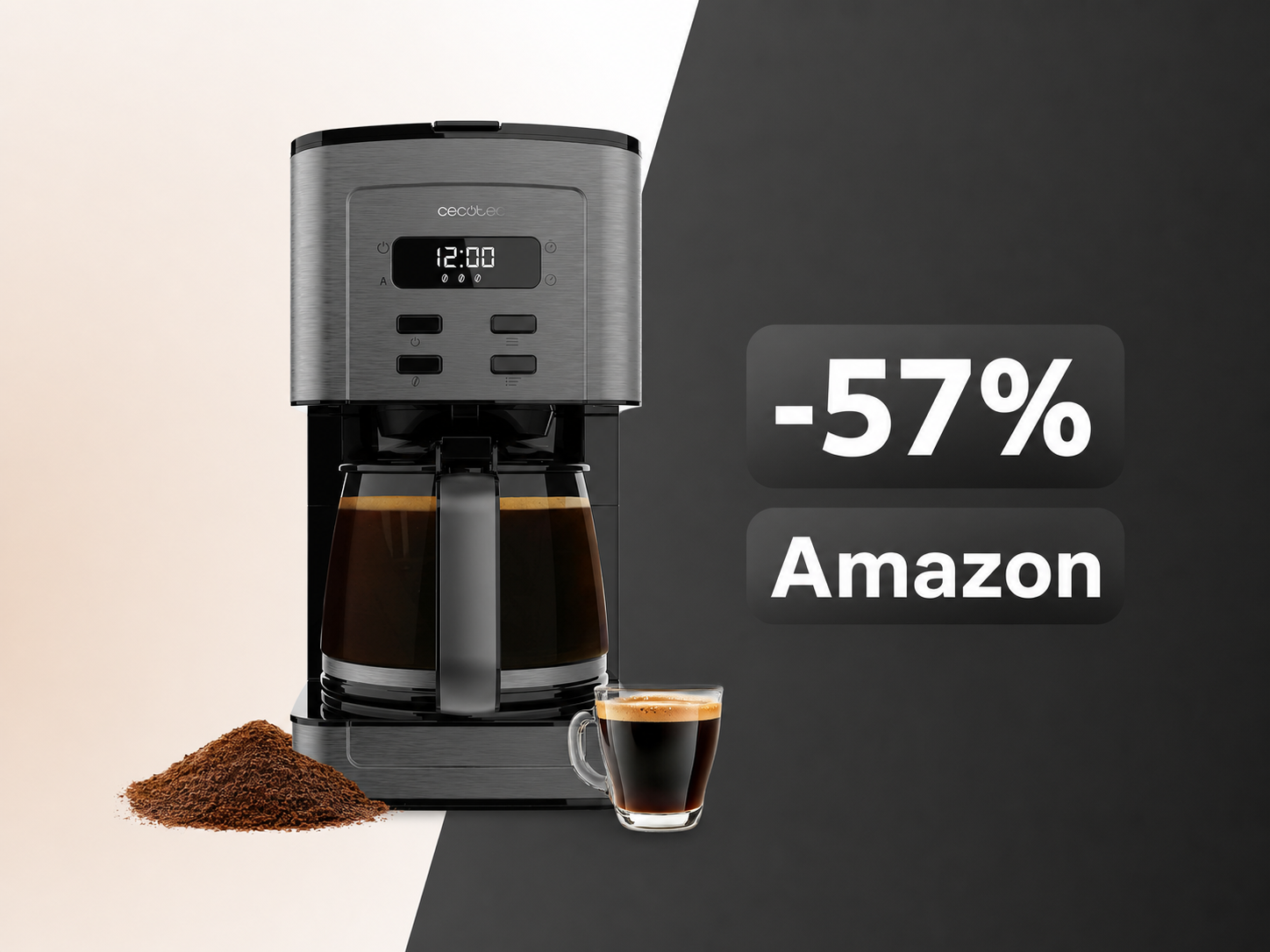 Sveglia e caffè già pronto: la Cecotec Coffee 66 Time crolla al minimo storico su Amazon con il 57% di sconto