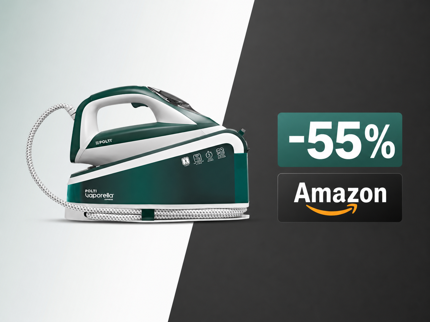 Polti Vaporella Express VE30.20 crolla del 55% su Amazon: generatore di vapore professionale a soli 82,79€