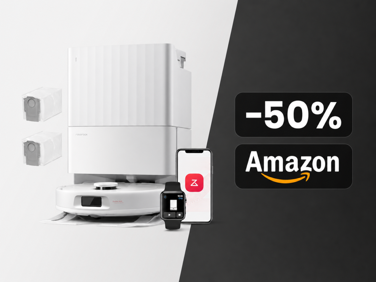 Roborock QV 35A Set crolla al minimo storico su Amazon: 8.000 Pa e stazione all-in-one a metà prezzo