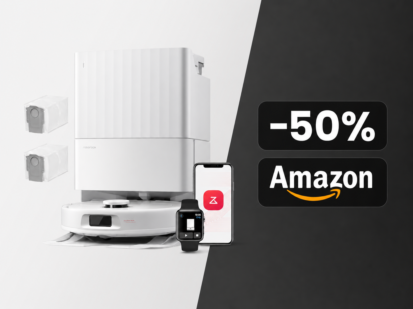 Roborock QV 35A Set crolla al minimo storico su Amazon: 8.000 Pa e stazione all-in-one a metà prezzo